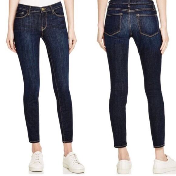 Frame Le Skinny de Jeanne Dark Wash Boho Indie Preppy Jeans Size 33 - Picture 1 of 15